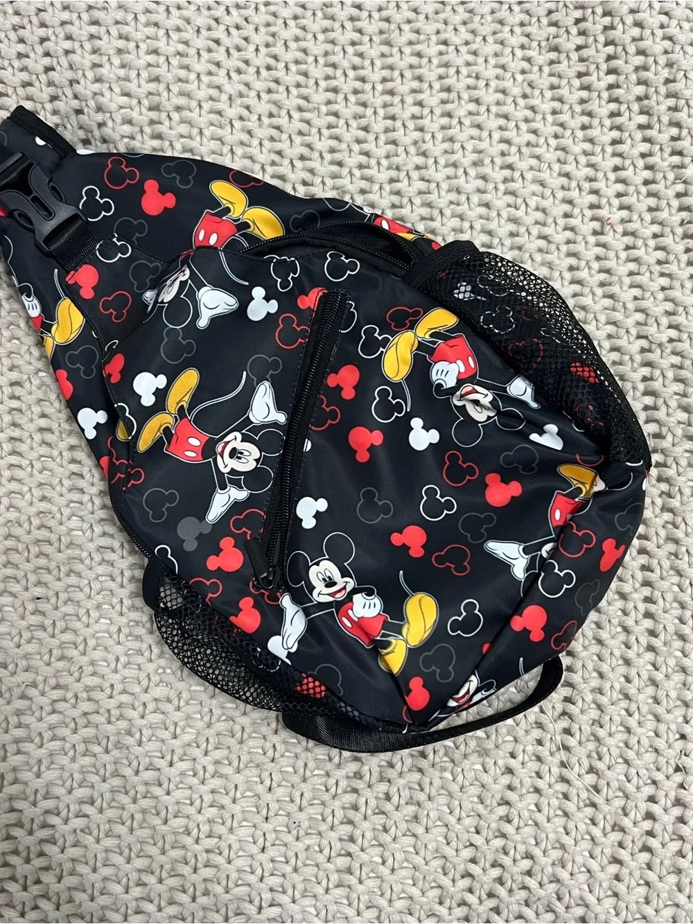 Black Mickey Mouse Print Sling Bag